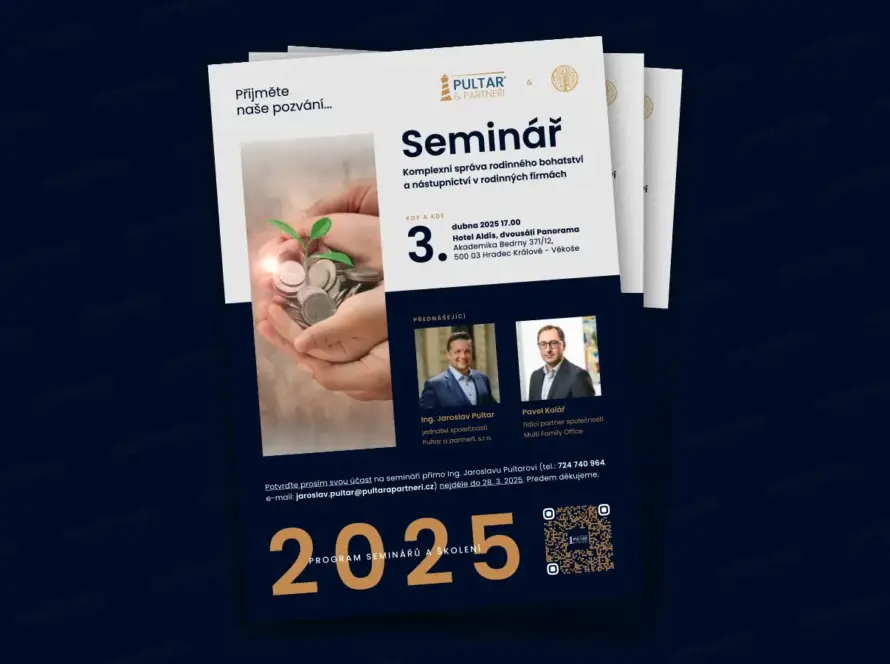 V rámci všeobecné edukace z prostředí finančního světa jsme s našimi partnery připravili pro tento rok několik akcí a začínáme seminářem na téma nástupnictví.
